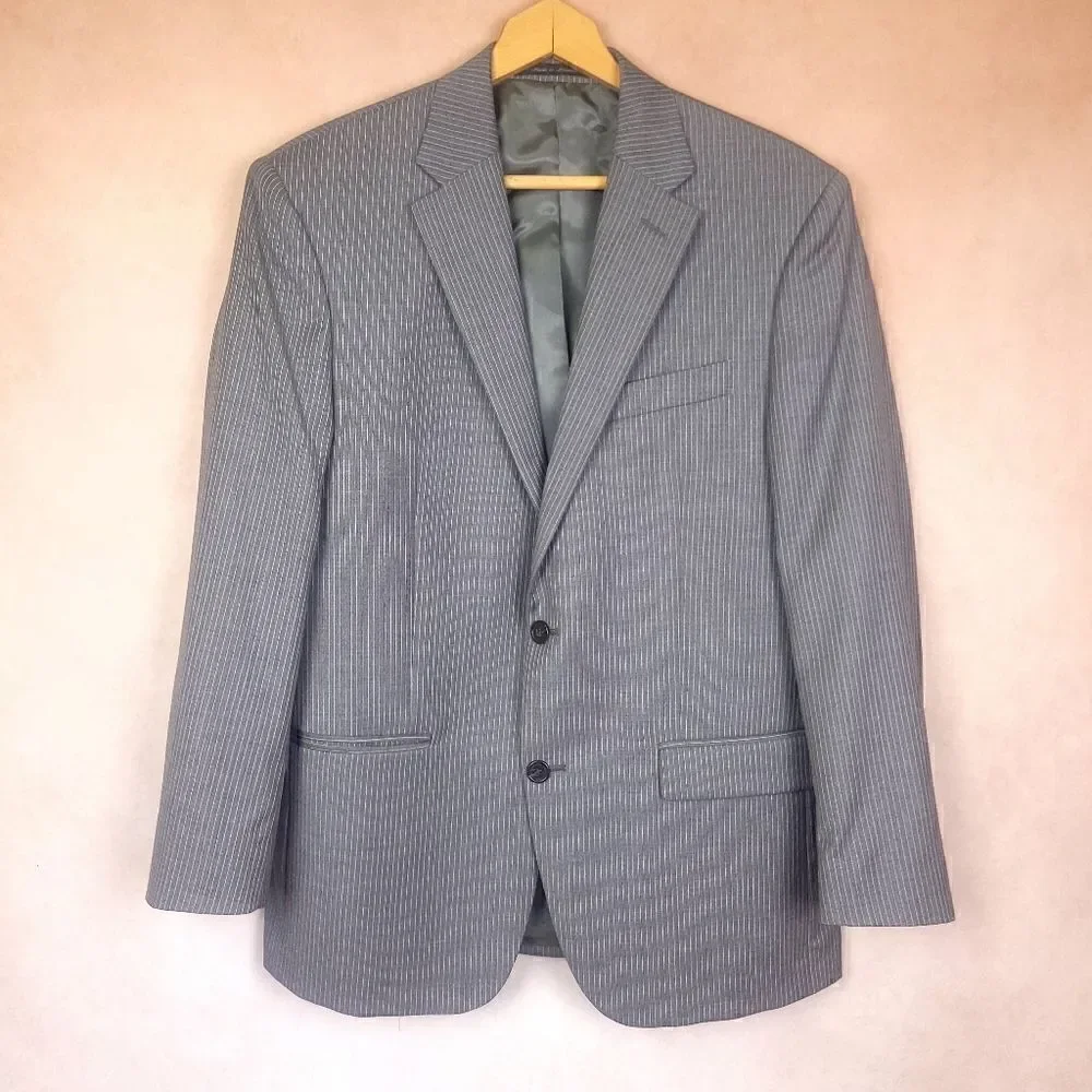 Ralph Lauren for Lord and Taylor Grey Striped 2 Button Blazer Wool size 40R